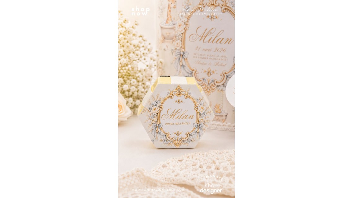 Set Prima Băiță după Botez cu Nașii pentru baieti cu elefant Atelier Paris 7